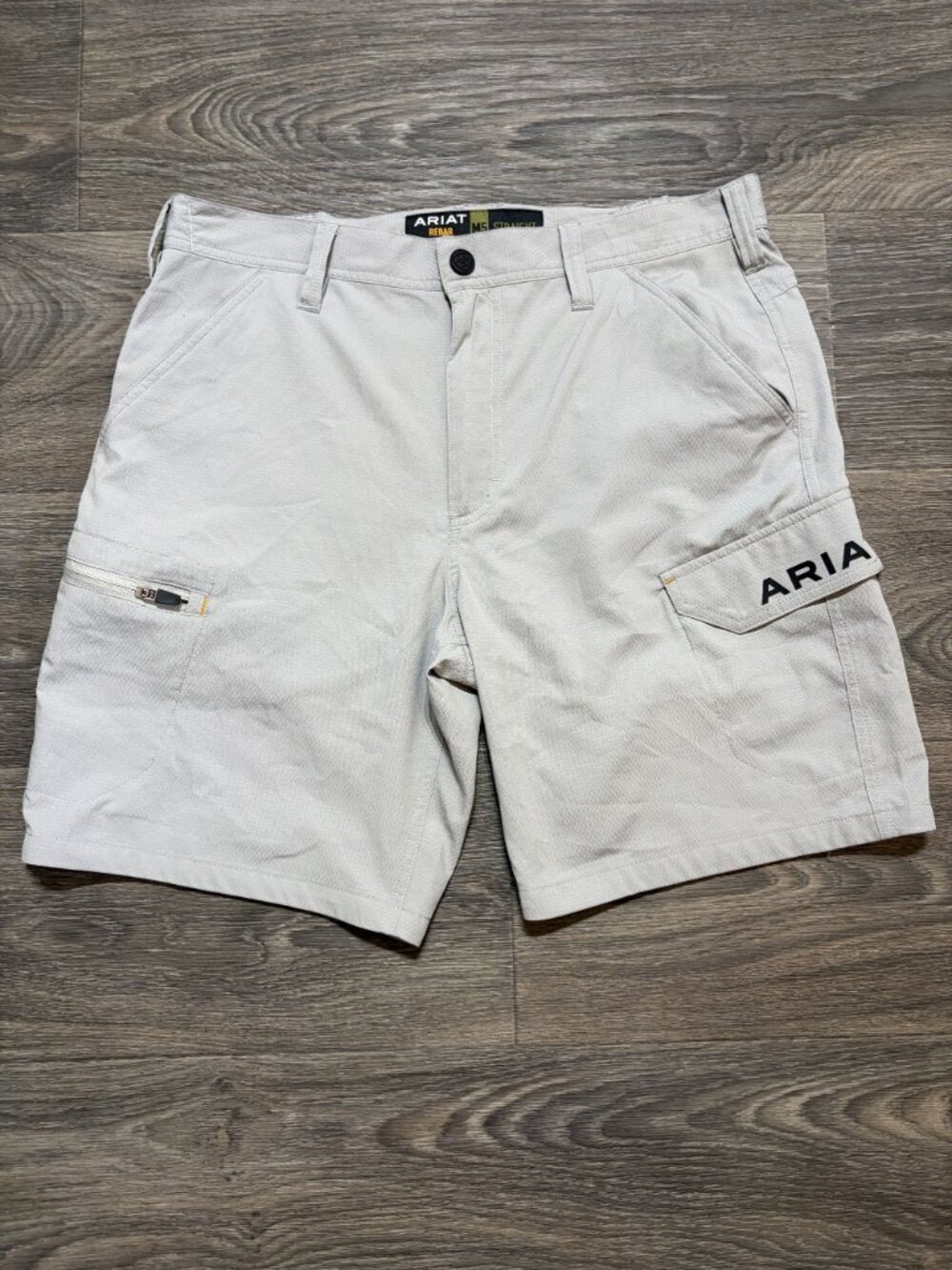 Ariat Rebar M5 Straight Shorts Mens 33 Gray Work Utility Durable Lightweight